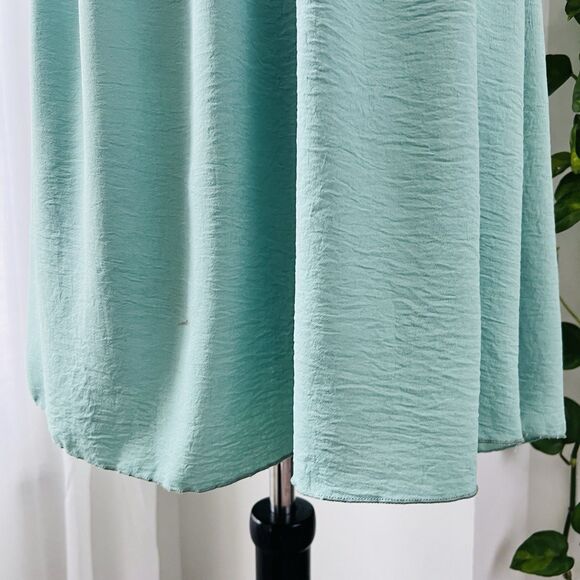 See You Monday Anthropologie Sea Foam Green Puffy Peasant Style Dress Size Large - Picture 3 of 7